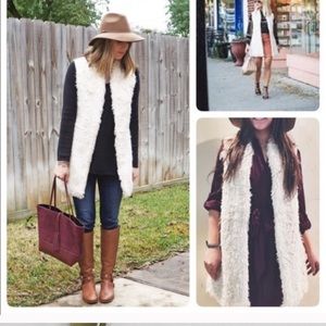 Anthropologie embroidered fur vest